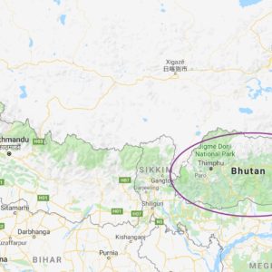 Die Lage von Bhutan (Google Maps)
