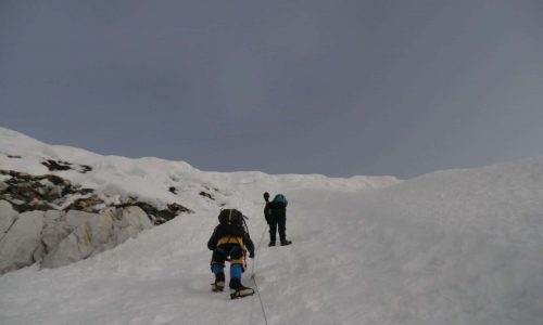Nepal, Everest-Gebiet, Fixseil am Island Peak